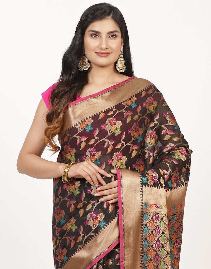MBZ Meena Bazaar-Rani Cotton Woven Saree