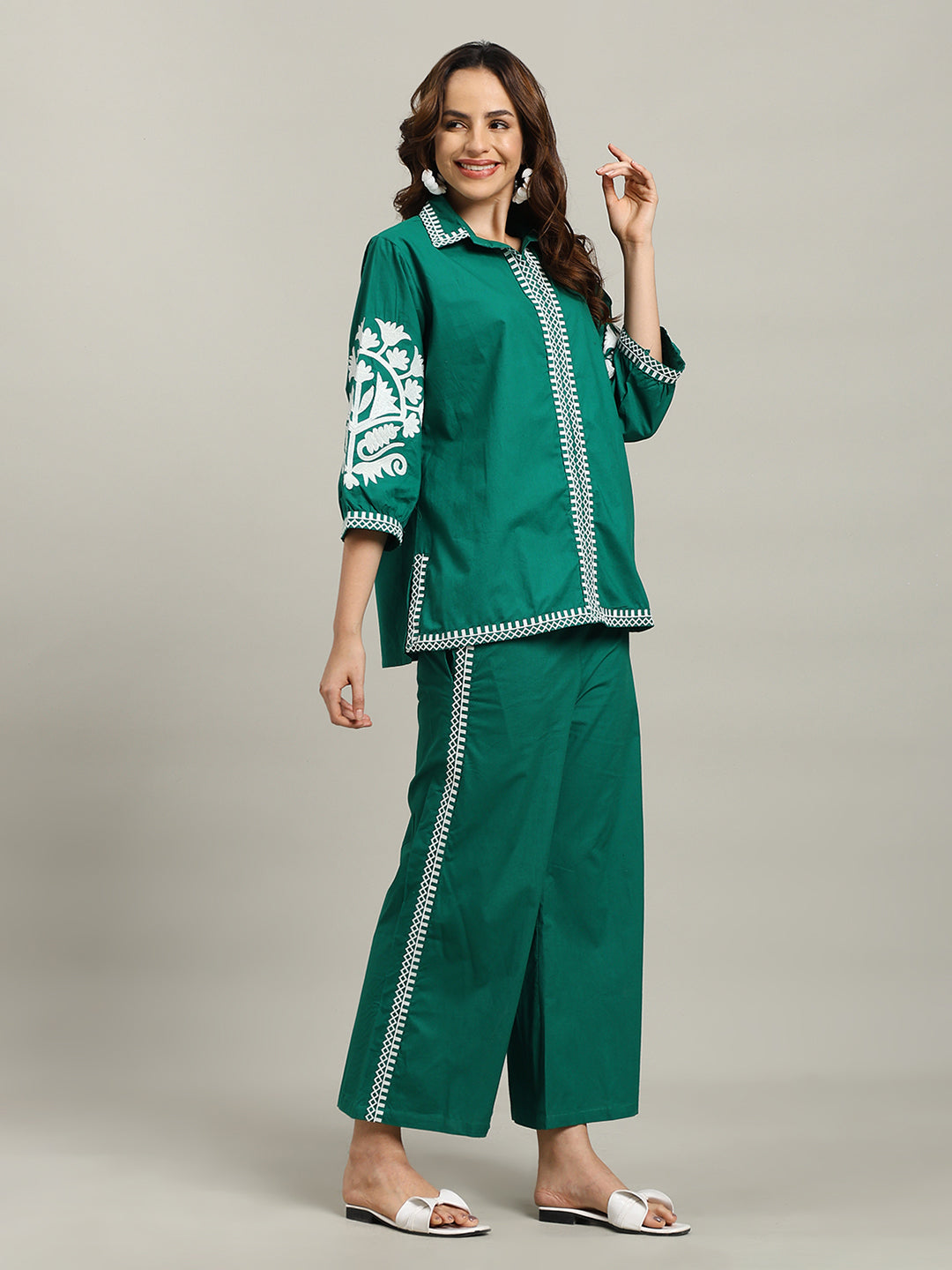Printed Cotton Blend Kurta With Palazzo