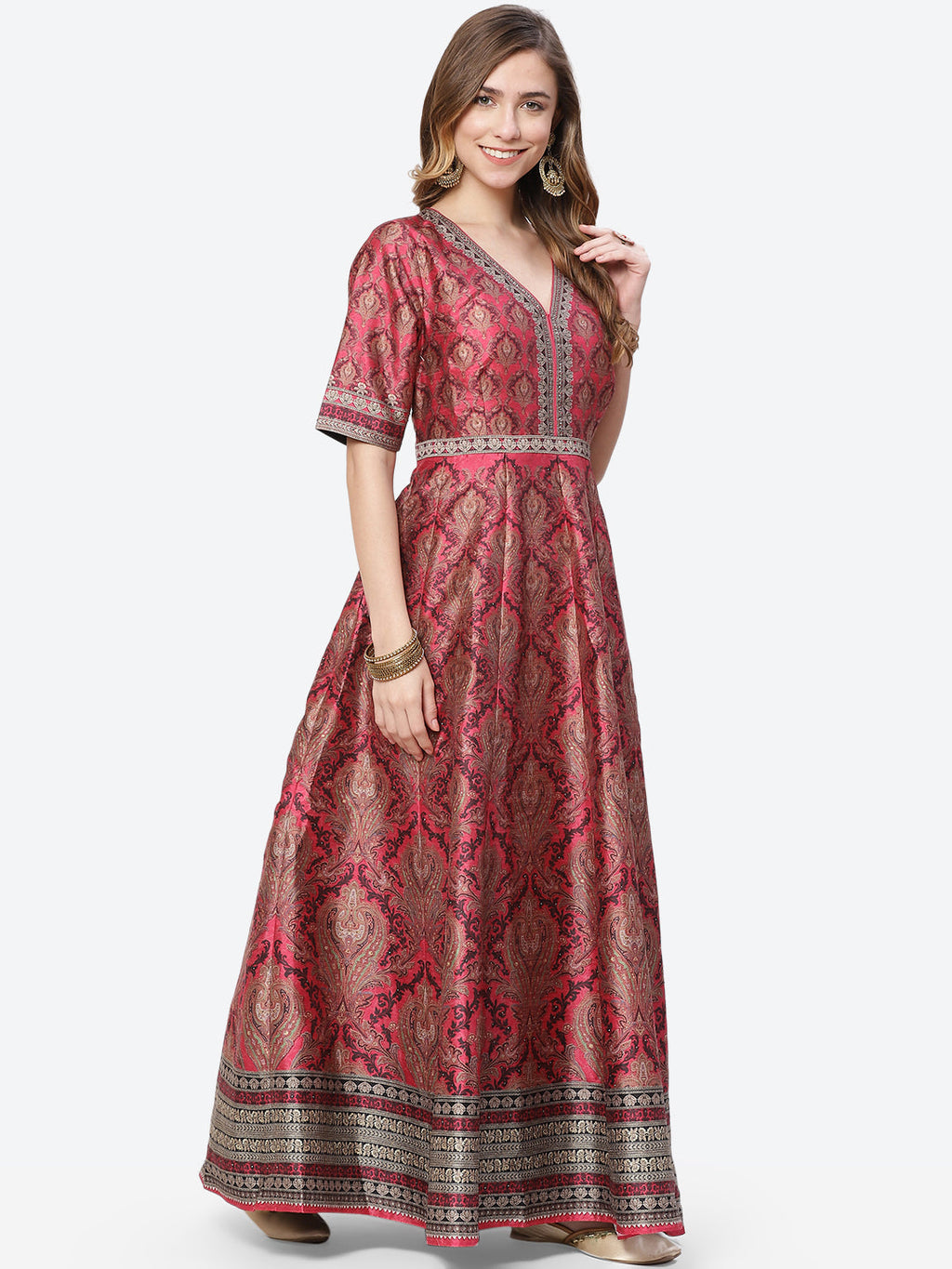 Digital Printed Art Tussar Anarkali Kurti With Chudidar And Net Dupatta