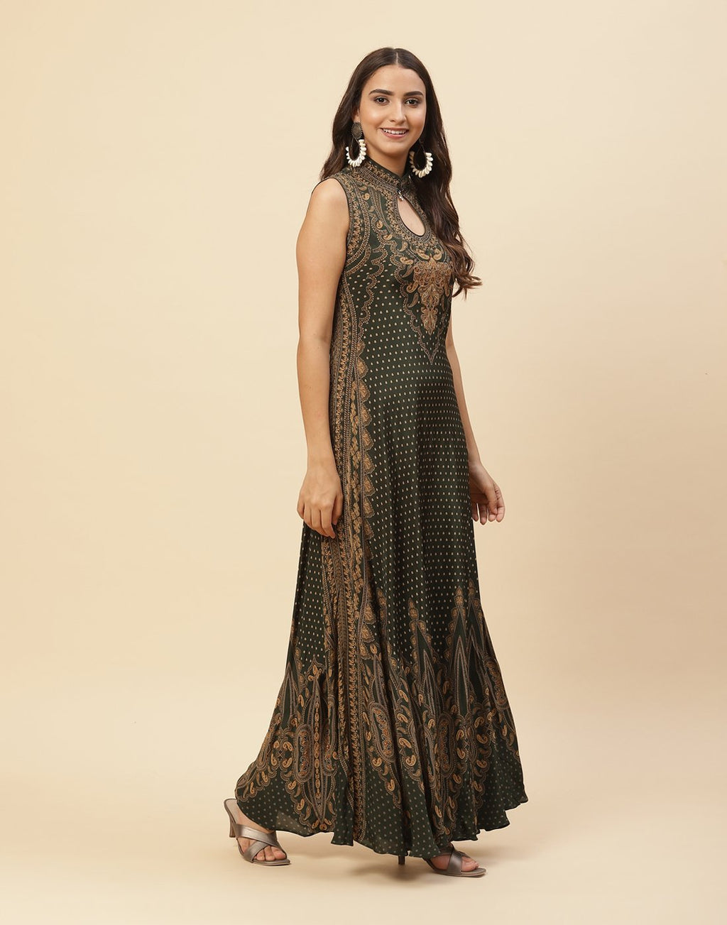 Digital Printed Crepe Gown