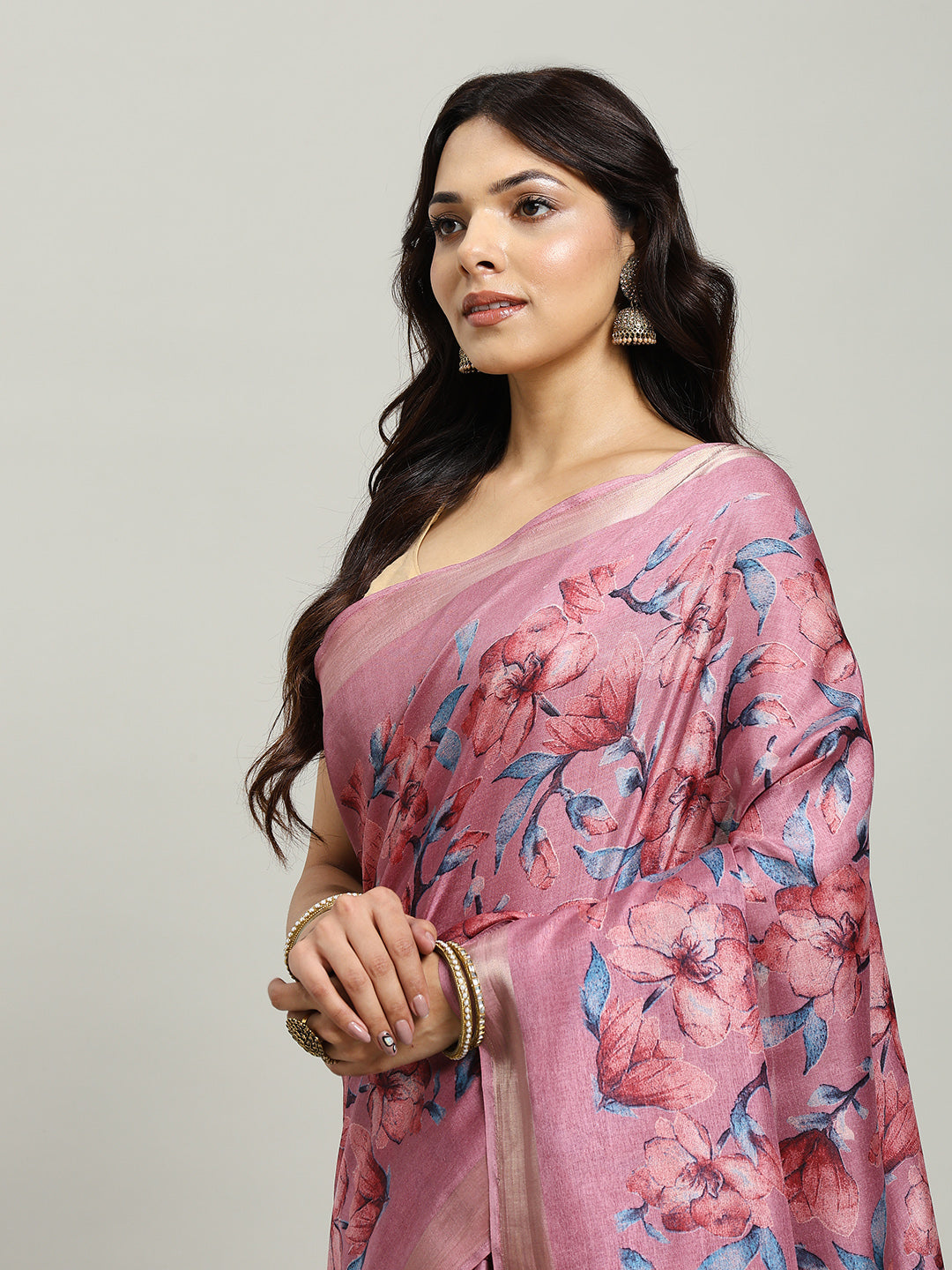 Floral Printed Art Silk Woven Saree