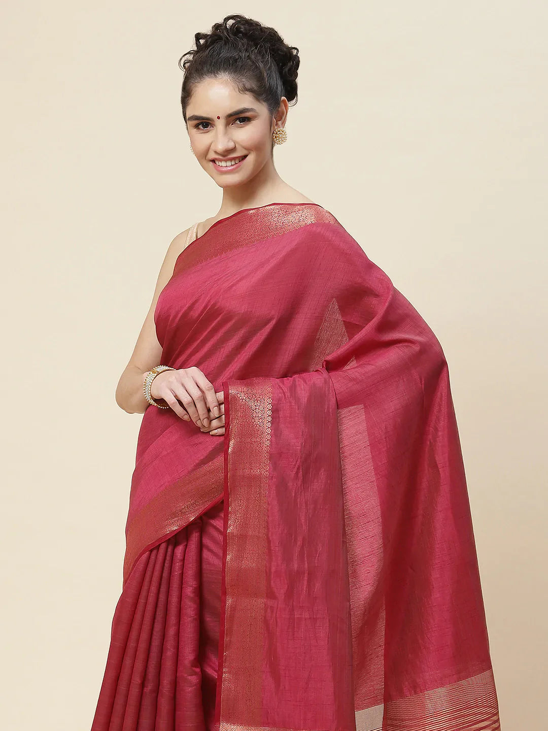 Zari Border Booti Handloom Woven Saree