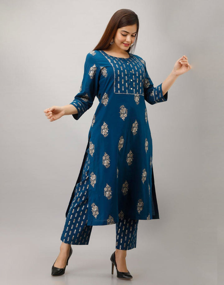Printed Cotton Kurti With Pant