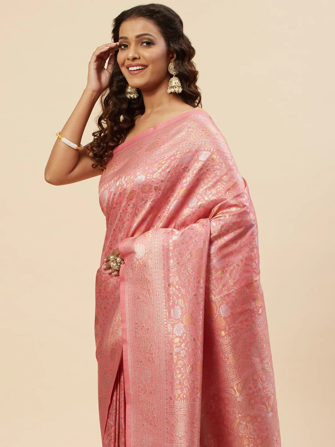 Brocade Zari Jaal Handloom Woven Saree