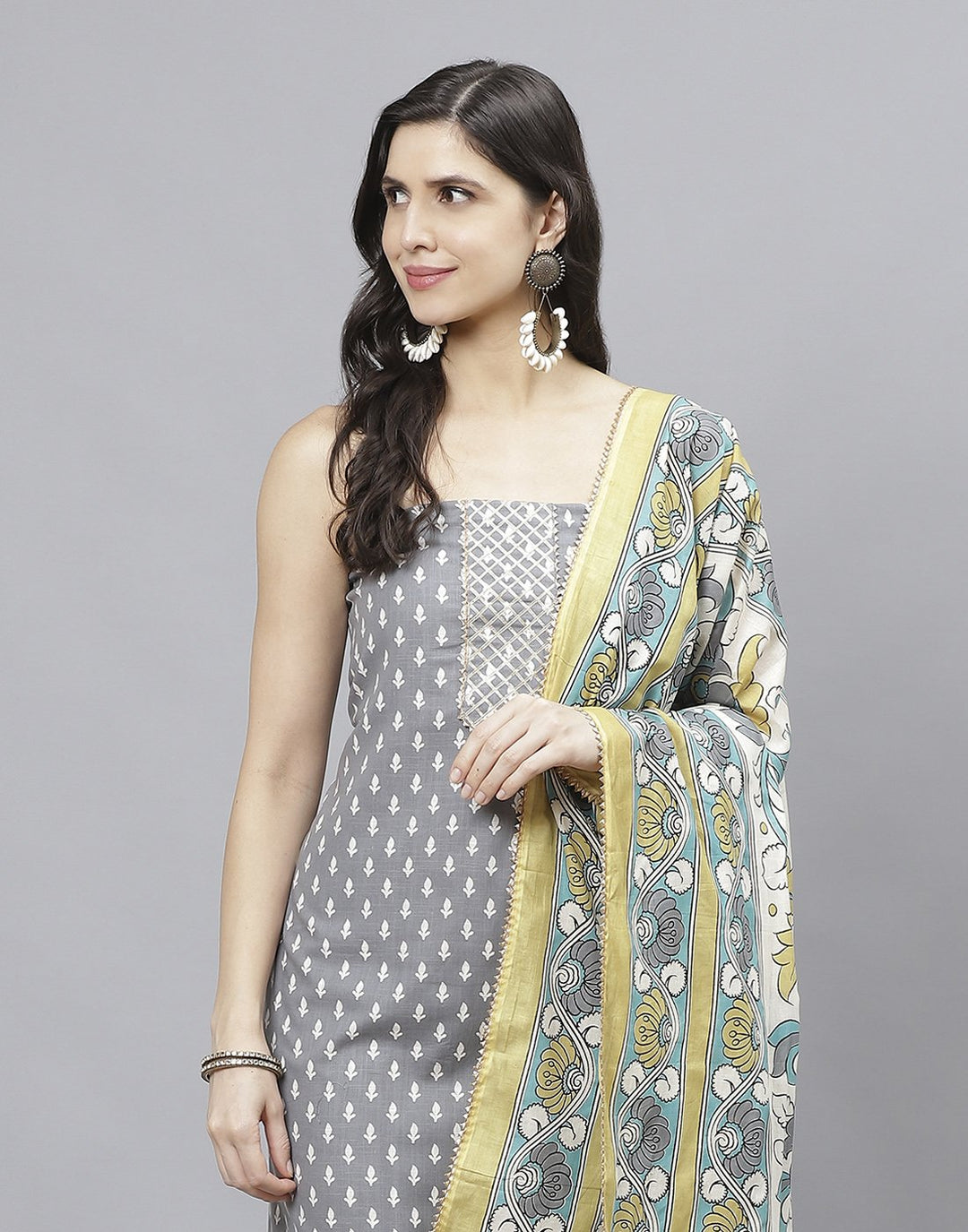 Printed Cotton Suit Piece With Dupatta