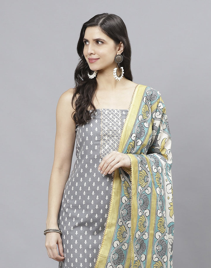 Printed Cotton Suit Piece With Dupatta