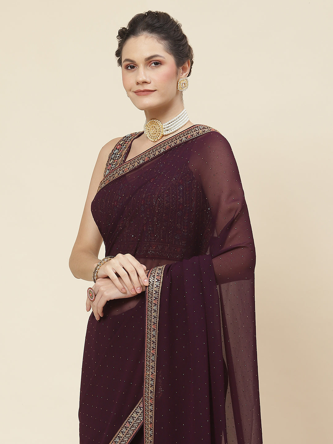 Embroidered Georgette Saree