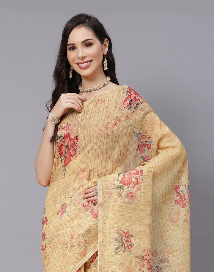 Digital Floral Linen Printed Saree