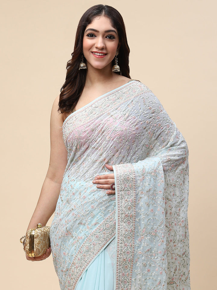 Resham Jaal Embroidered Georgette Saree