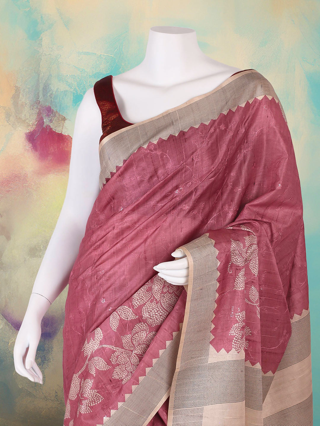Printed Tussar Saree