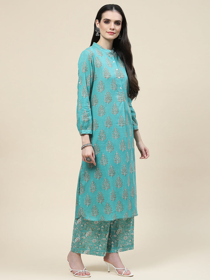 Printed Cotton Kurta With Pants