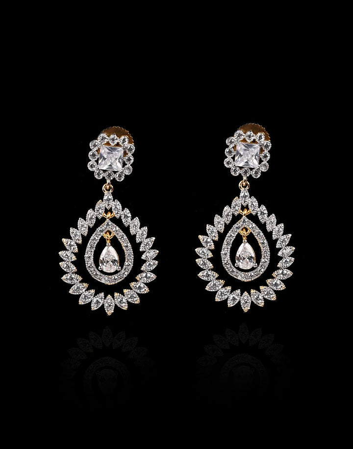 Gold Plated Earring embellished With Diamond Stone