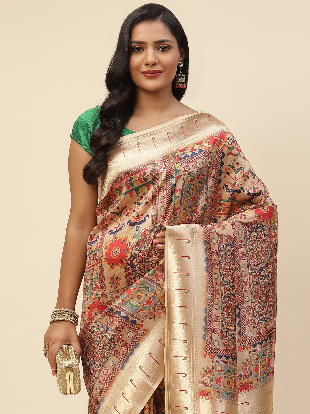 Digital Printed Satin Saree