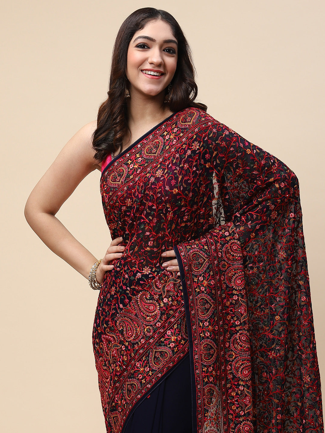 Resham Jaal Embroidered Georgette Saree