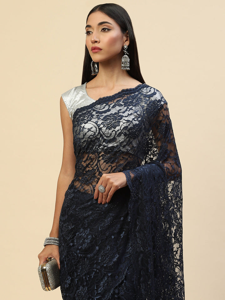 Stone Embroidered Lace Saree