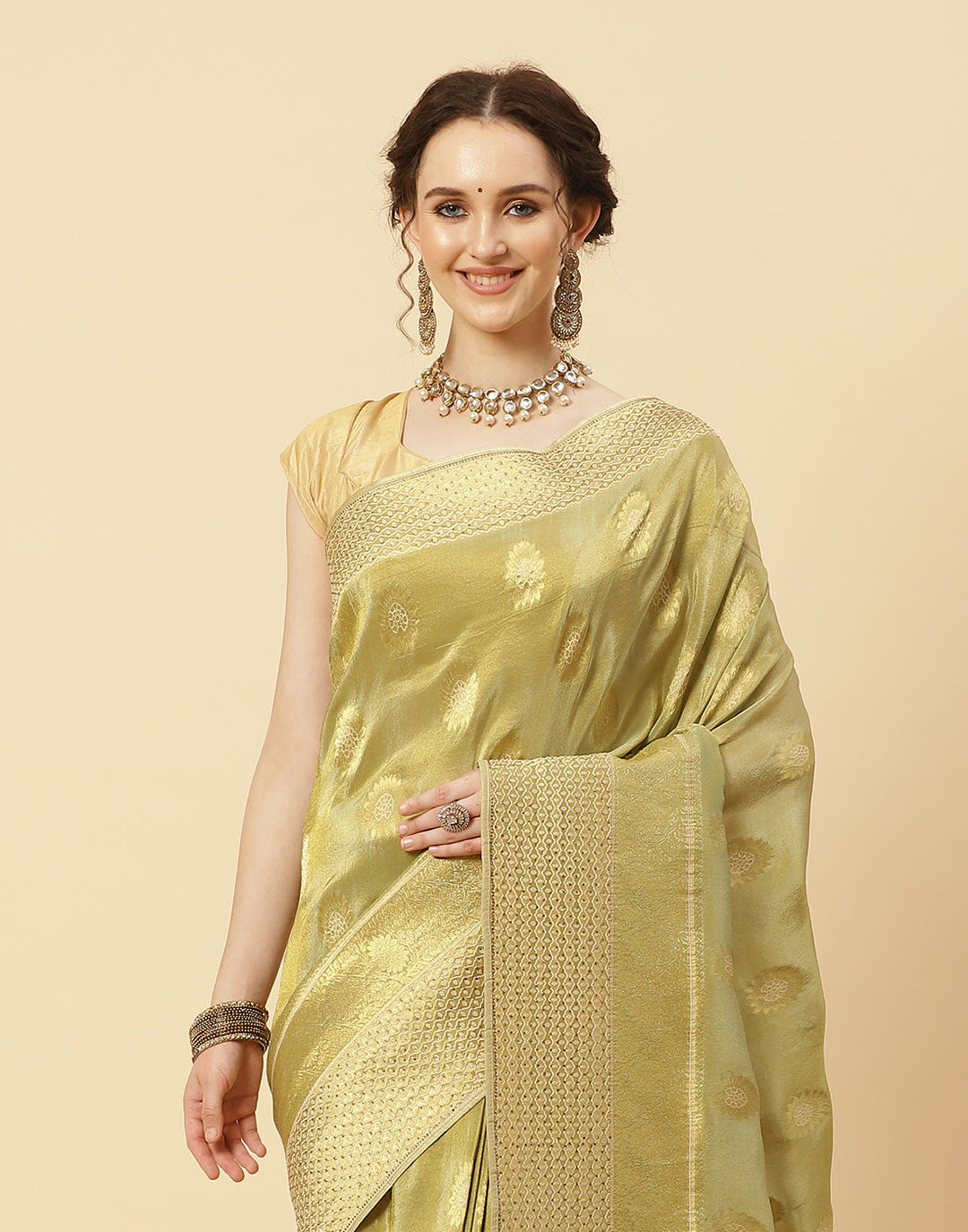 Embroidered Banarasi Kota Tissue Saree