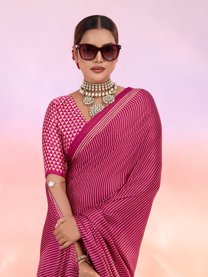 Printed Satin Saree