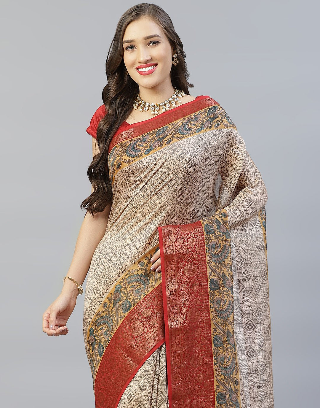 Cotton Printed Saree With Zari Border