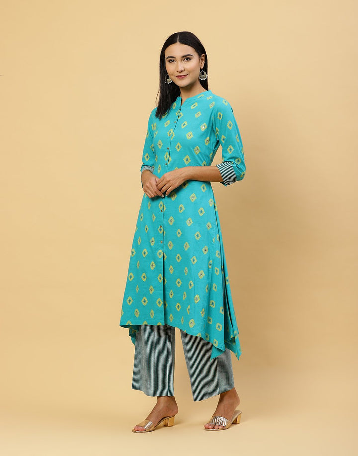 Printed Cotton Anarkali Kurti With Pant