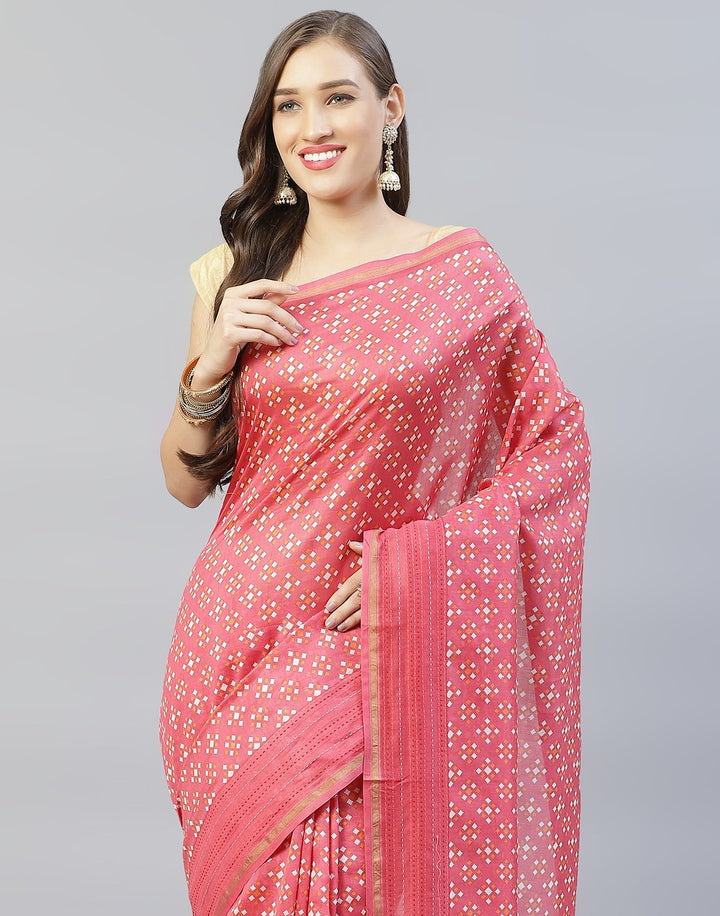 Kantha Border Printed Cotton Saree