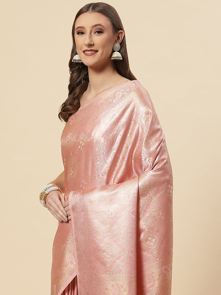 Zari Jaal Satin Woven Saree