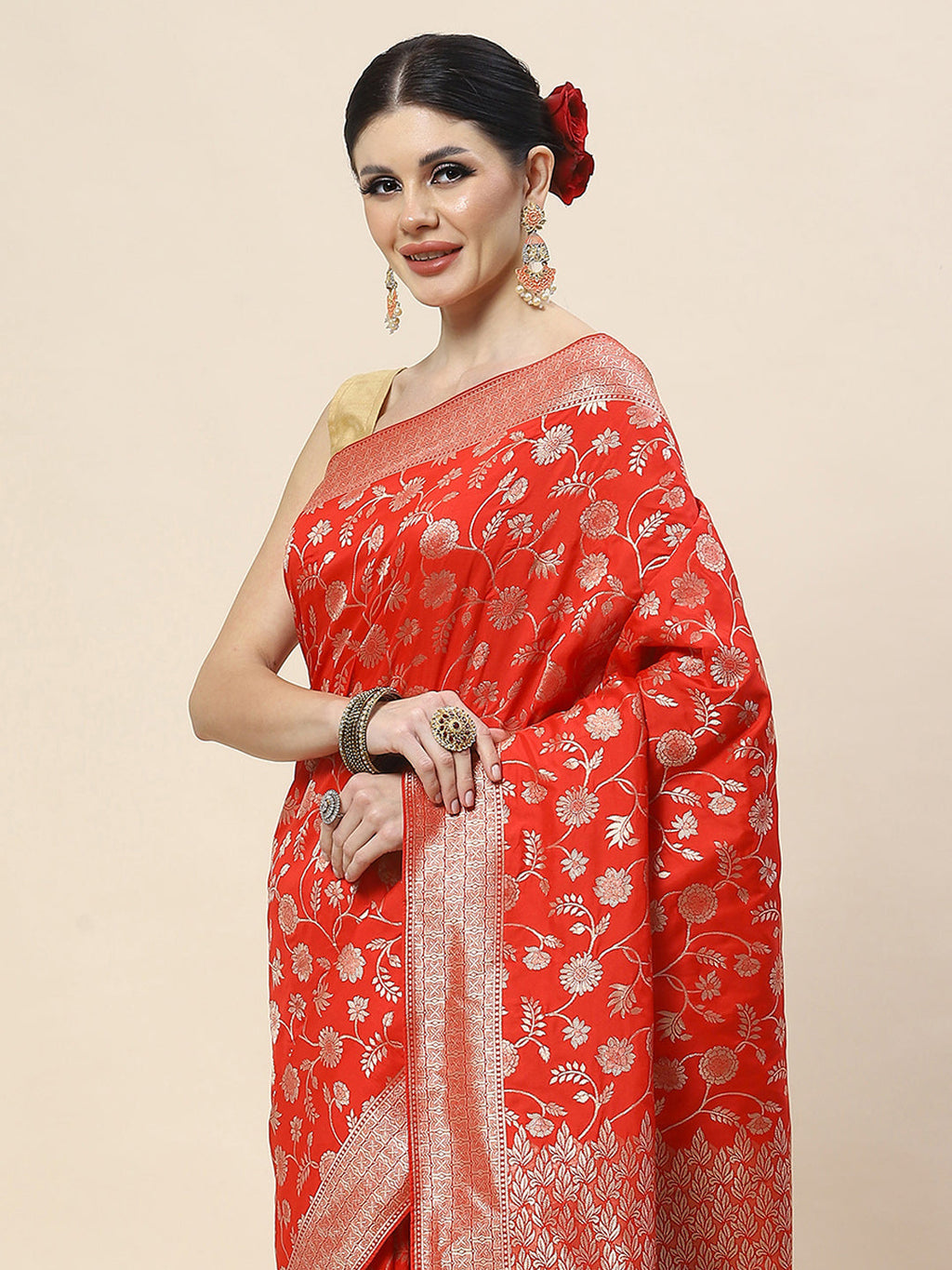 Zari Jaal Woven Art Silk Banarsi Saree