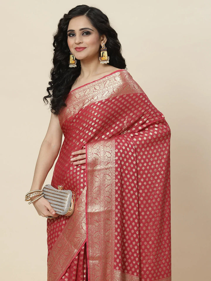 Zari Booti Georgette Plain saree
