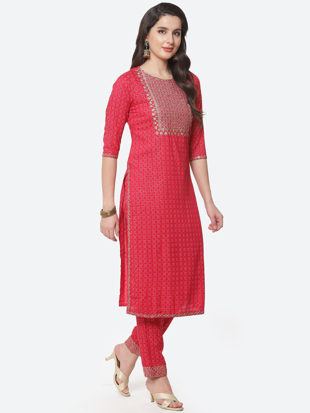 Cotton Kurta With Pant And Chiffon Dupatta