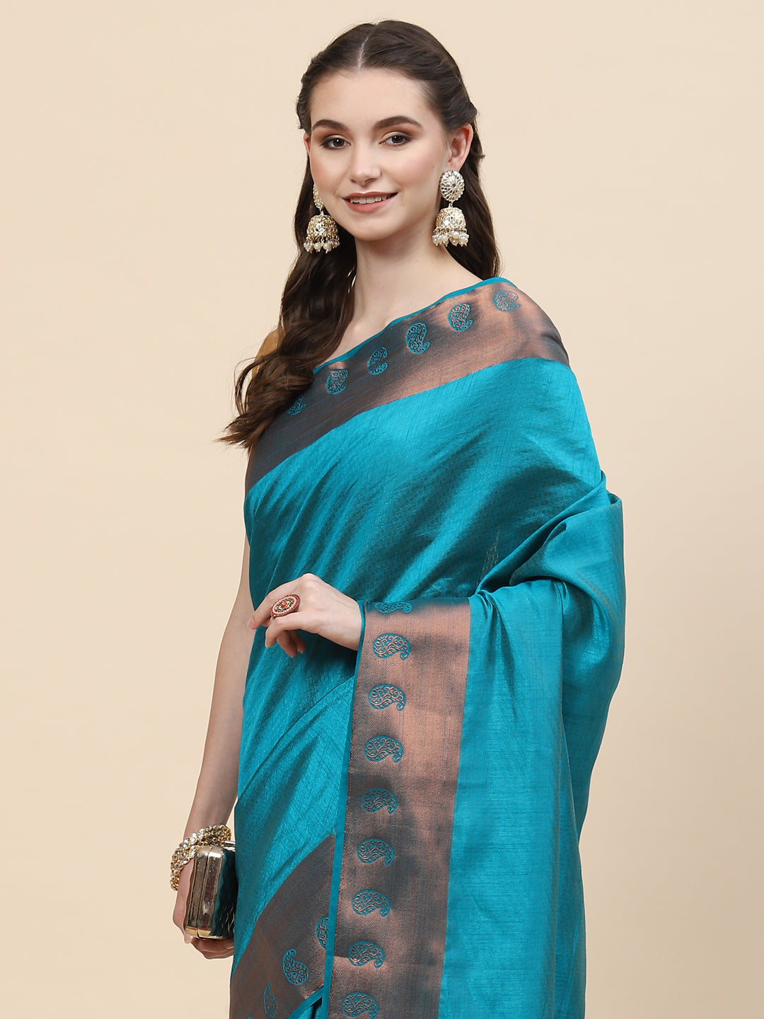 Plain Zari Border Handloom Woven Saree