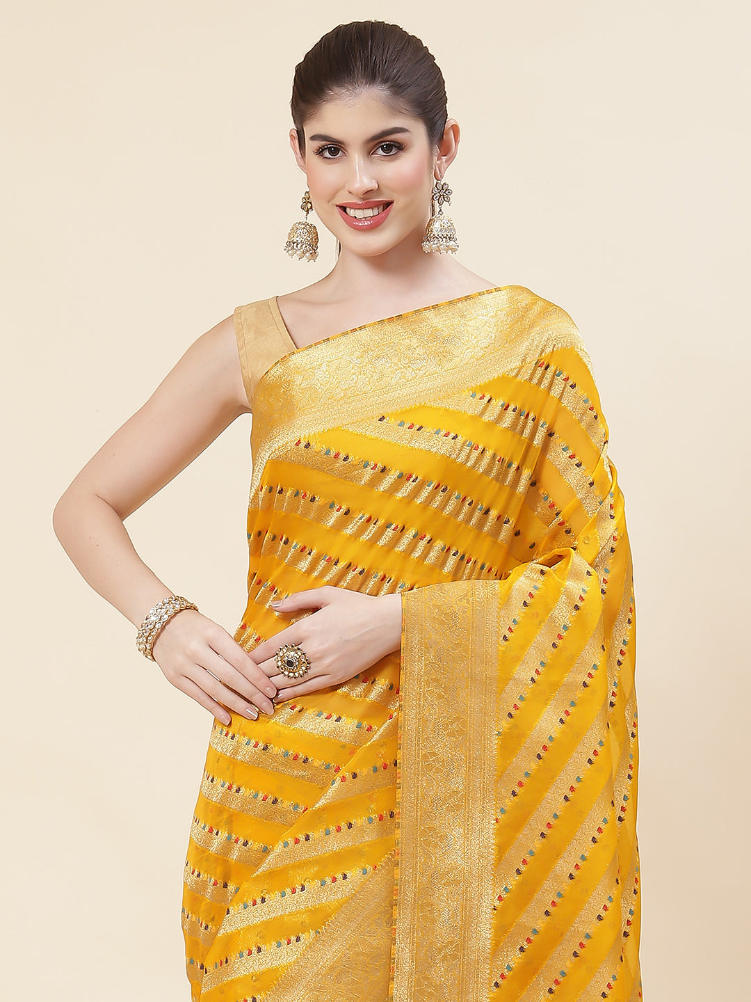 Zari Jaal Organza Woven Saree