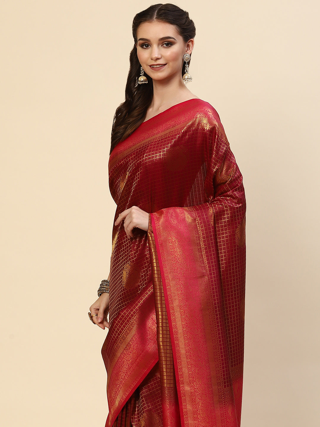 Zari Jaal Handloom Woven Saree