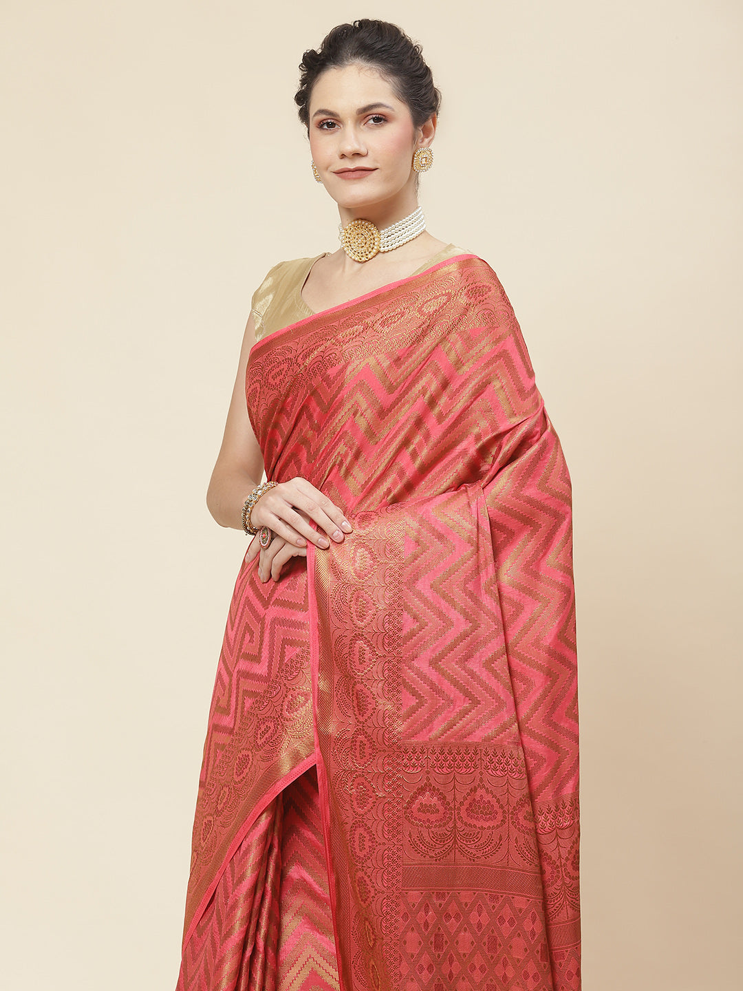 Leheriya Pattern Woven Handloom Saree