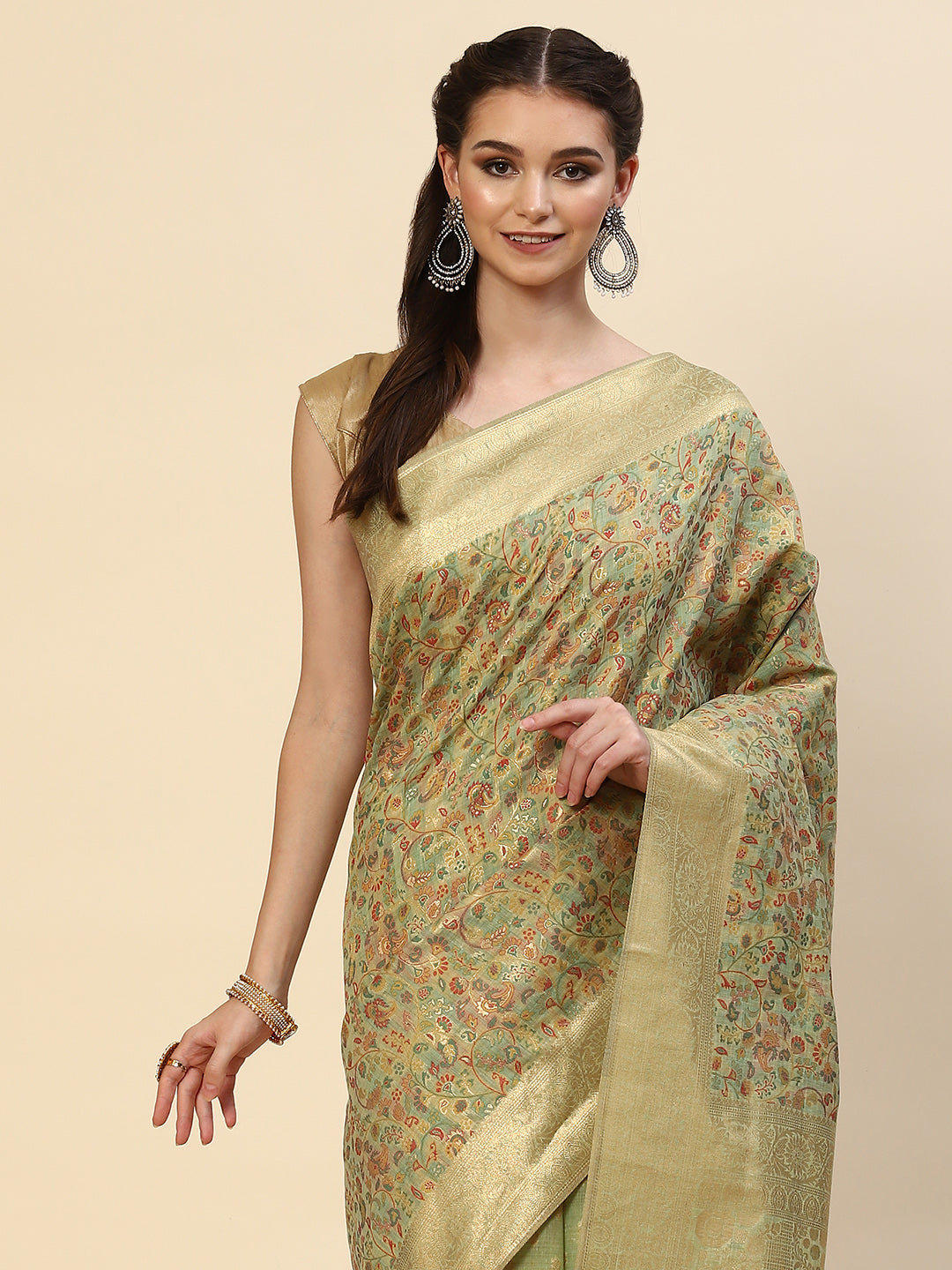Floral Zari Jaal Handloom Woven Saree
