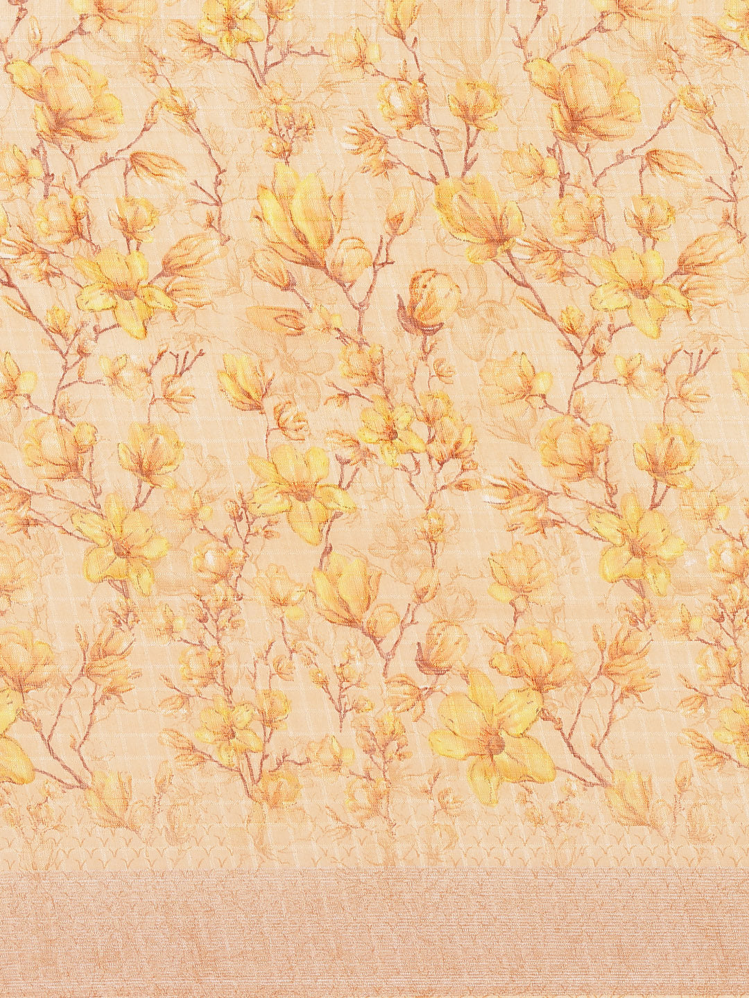 Digital Floral Printed With Zari Border Cotton Saree