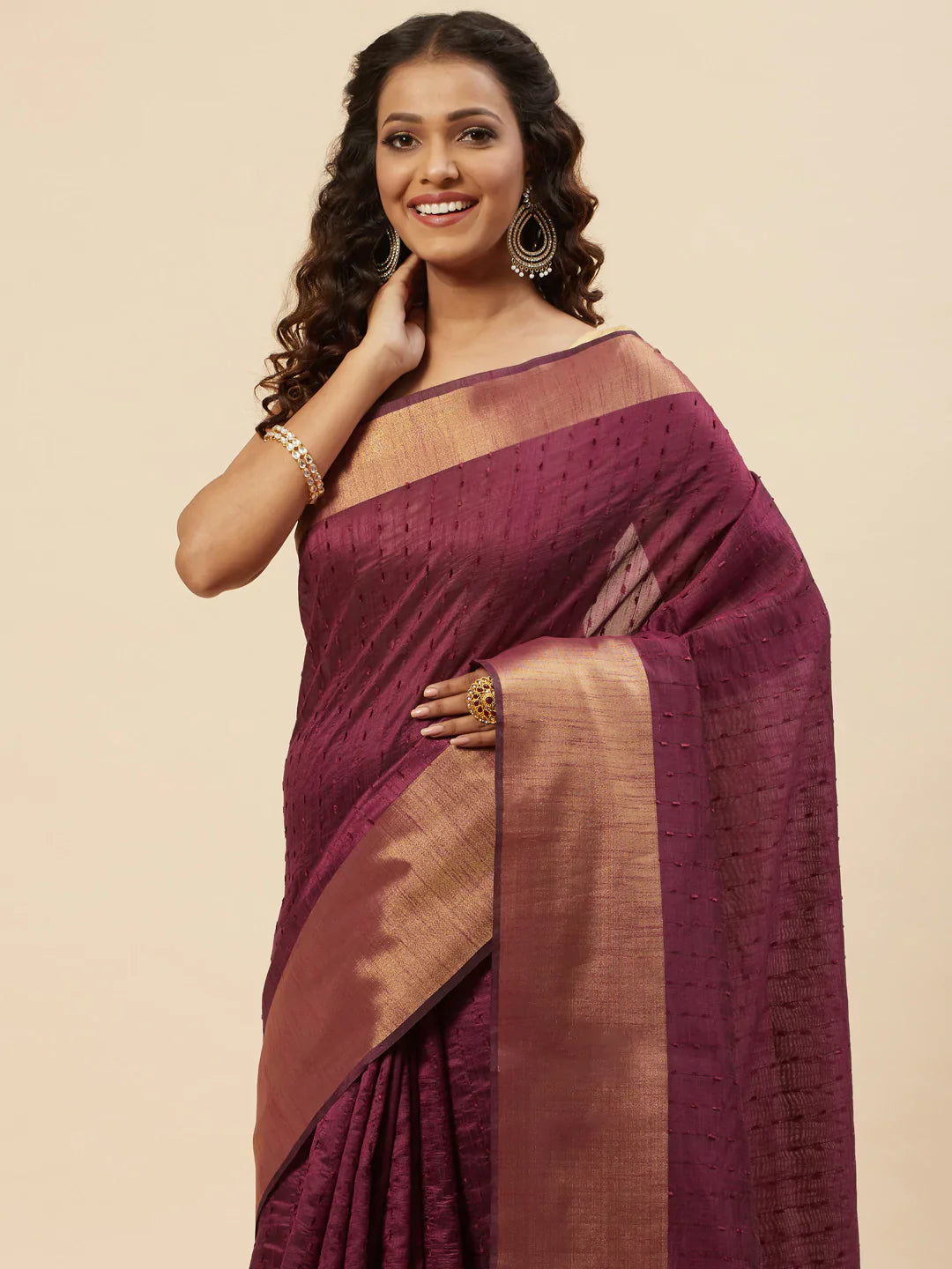 Plain Zari Border Handloom Woven Saree