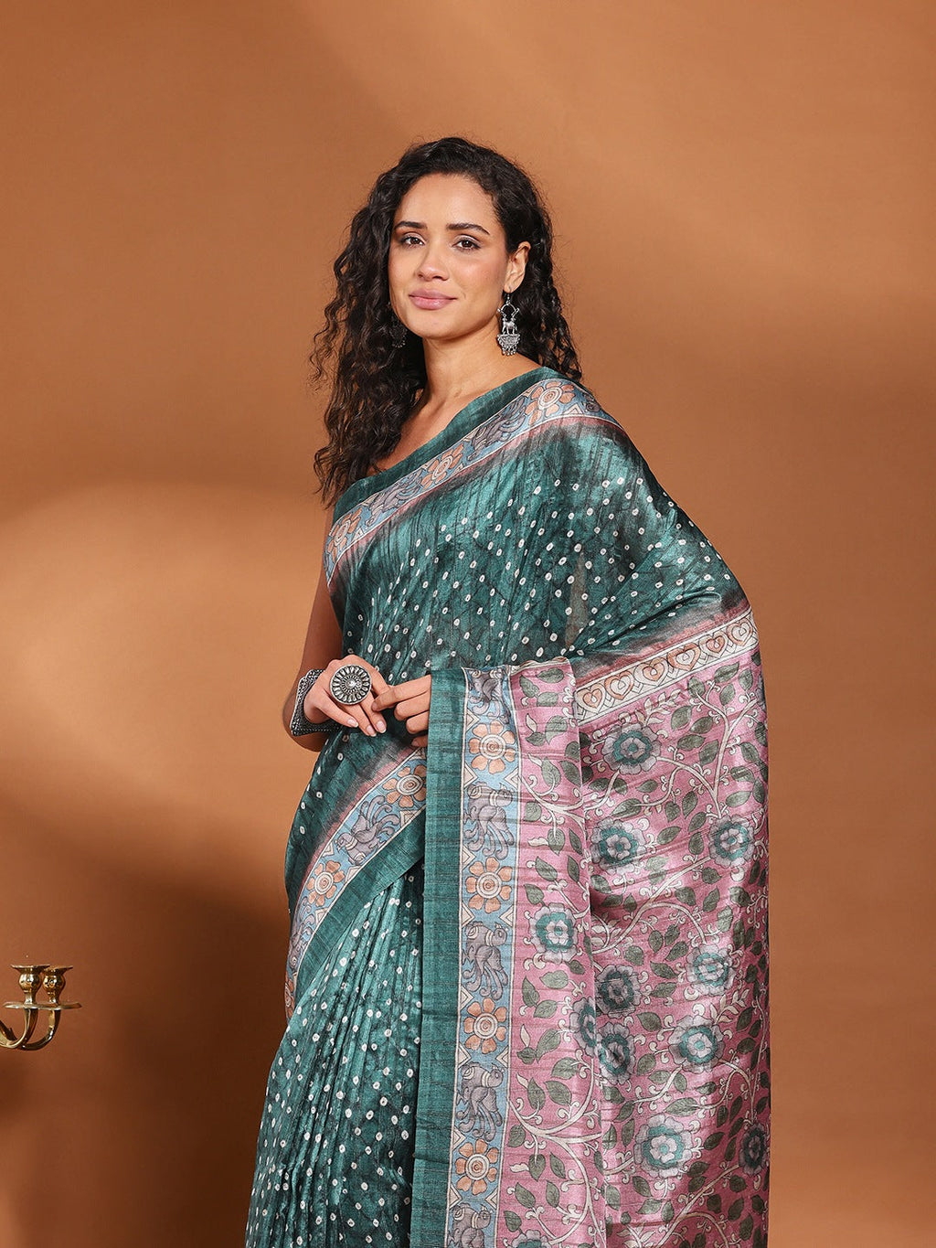 Printed Tussar Silk Saree