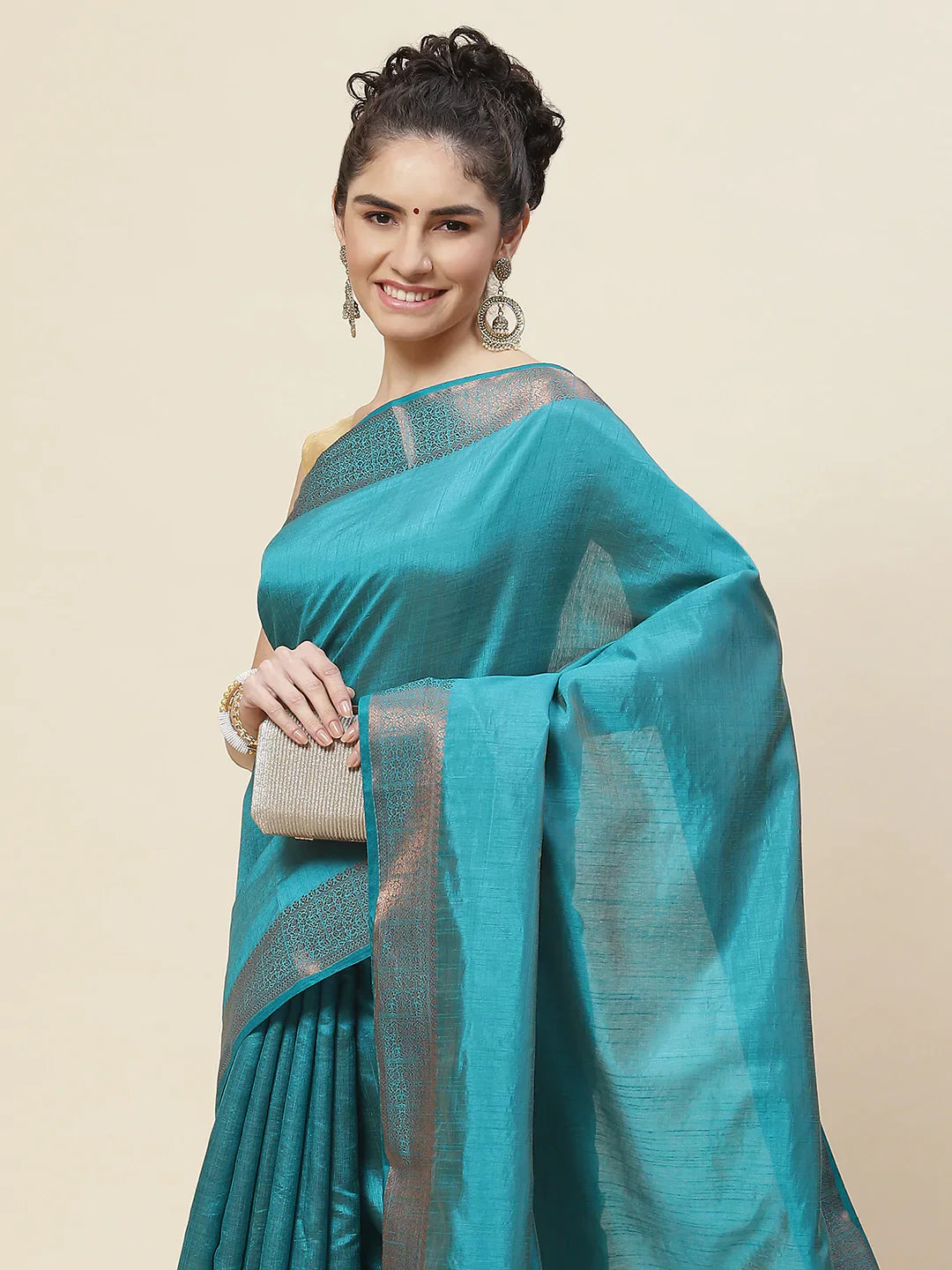 Zari Border Booti Handloom Woven Saree