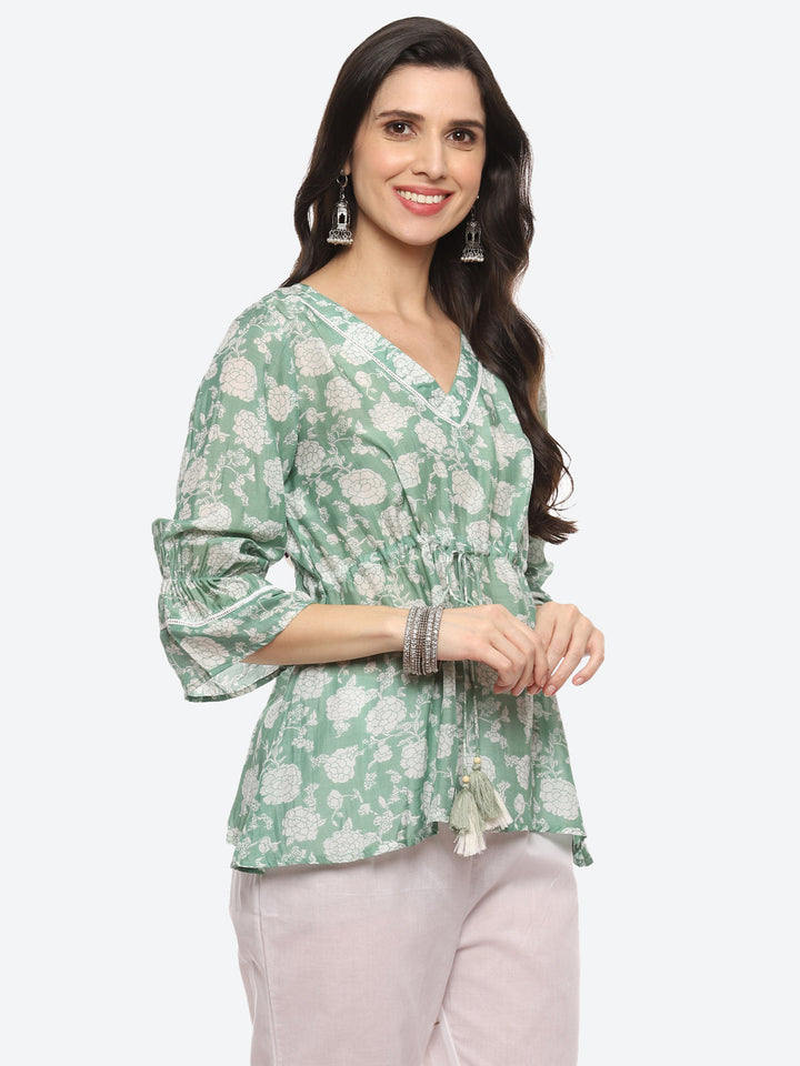 Floral Printed Muslin Kurti
