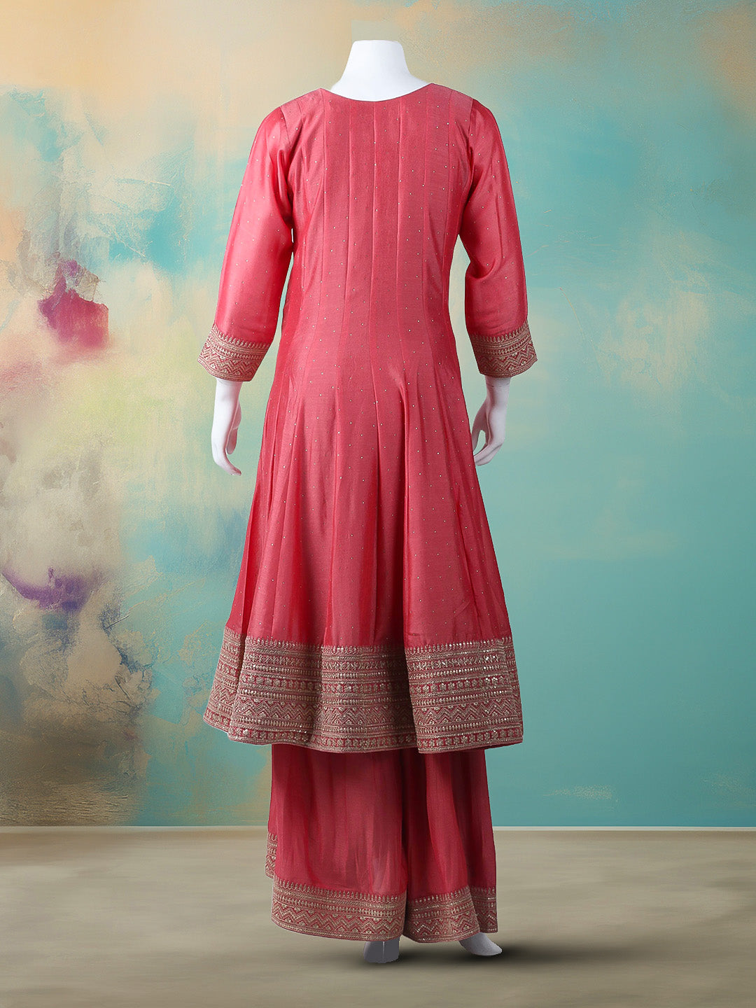Embroidered Art Silk Stitched Kurta With Pant &amp; Dupatta