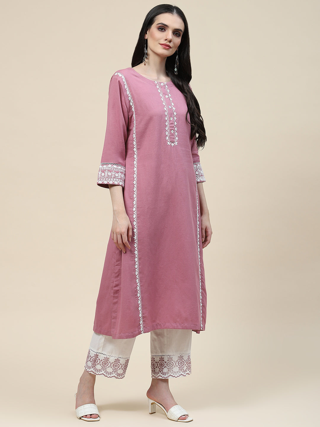 Plain Cotton Kurta With Pants