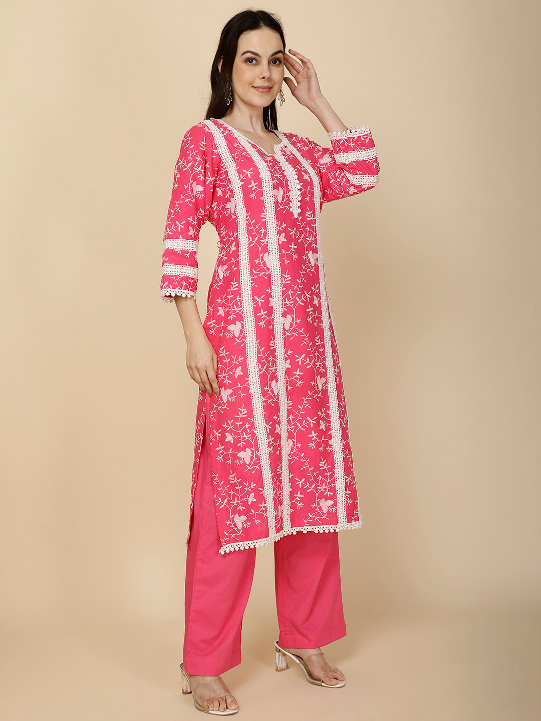 Printed &amp; Embroidery Cotton Suit Set With Dupatta
