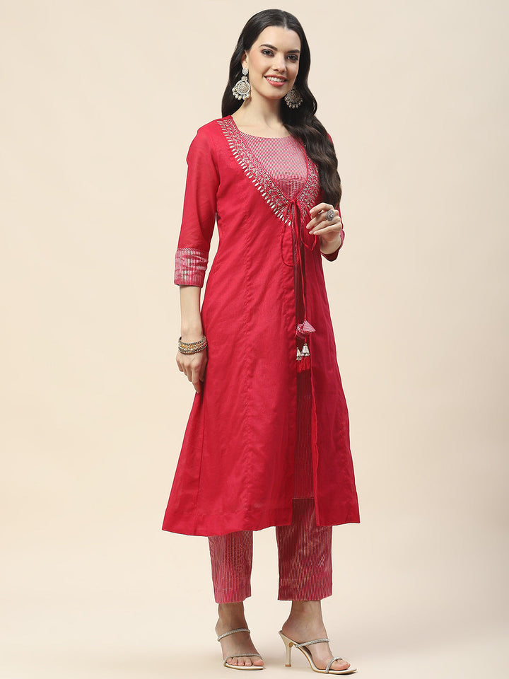 Plain Chanderi Kurta With Pants