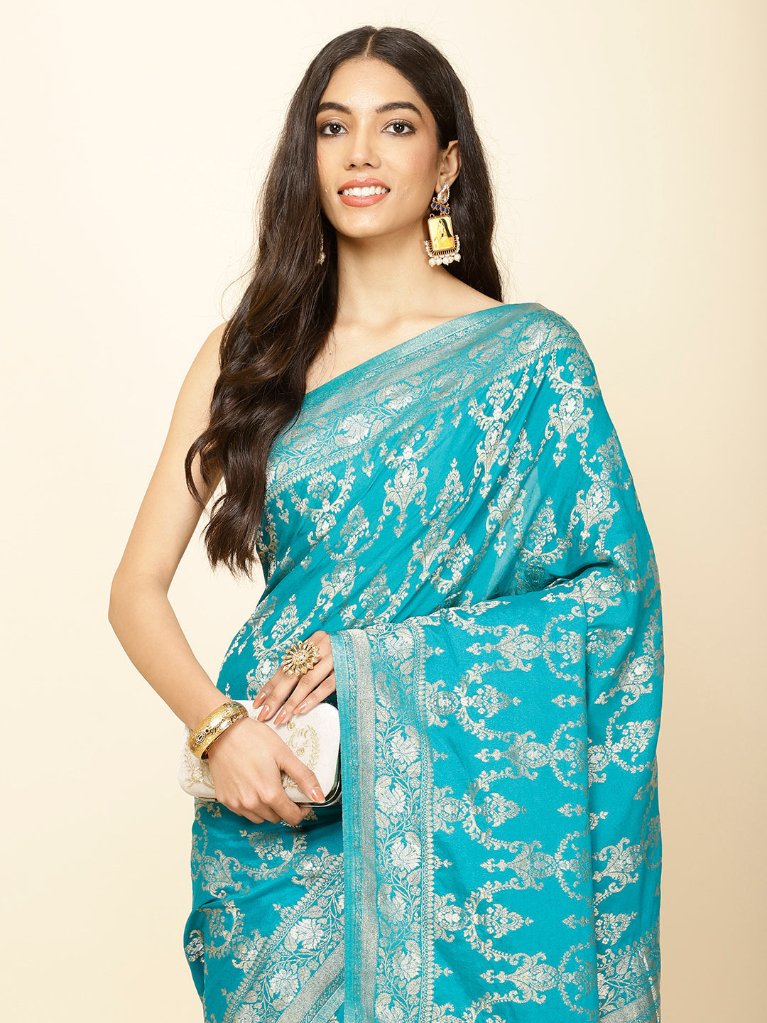 Zari Jaal Woven Crepe Saree