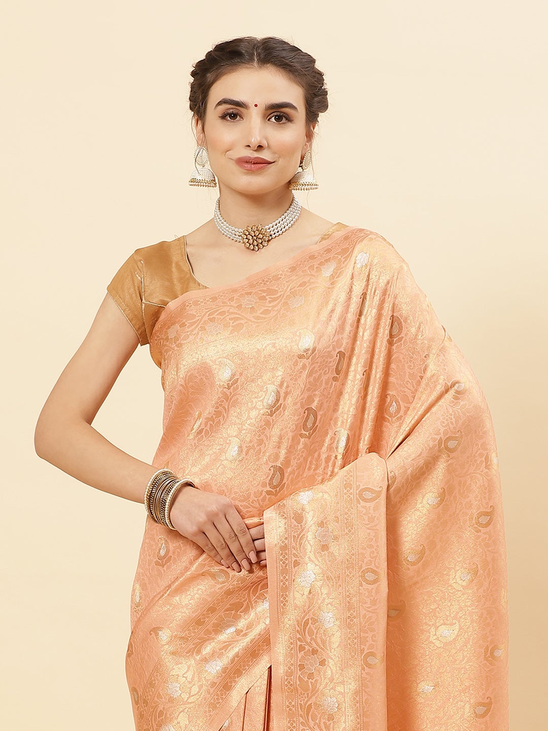 Art Handloom Saree with Zari Jaal Border