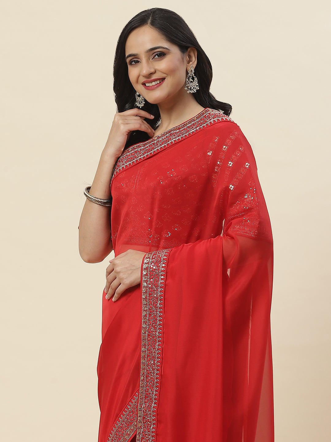Embroidered Organza Saree