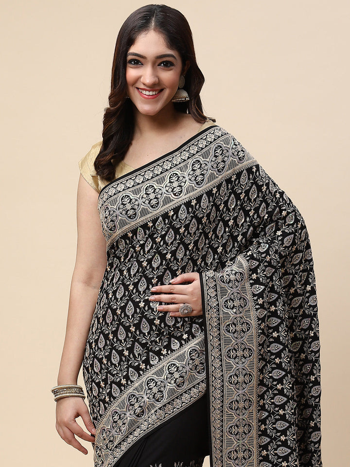 Sequin Embroidered Crepe Saree