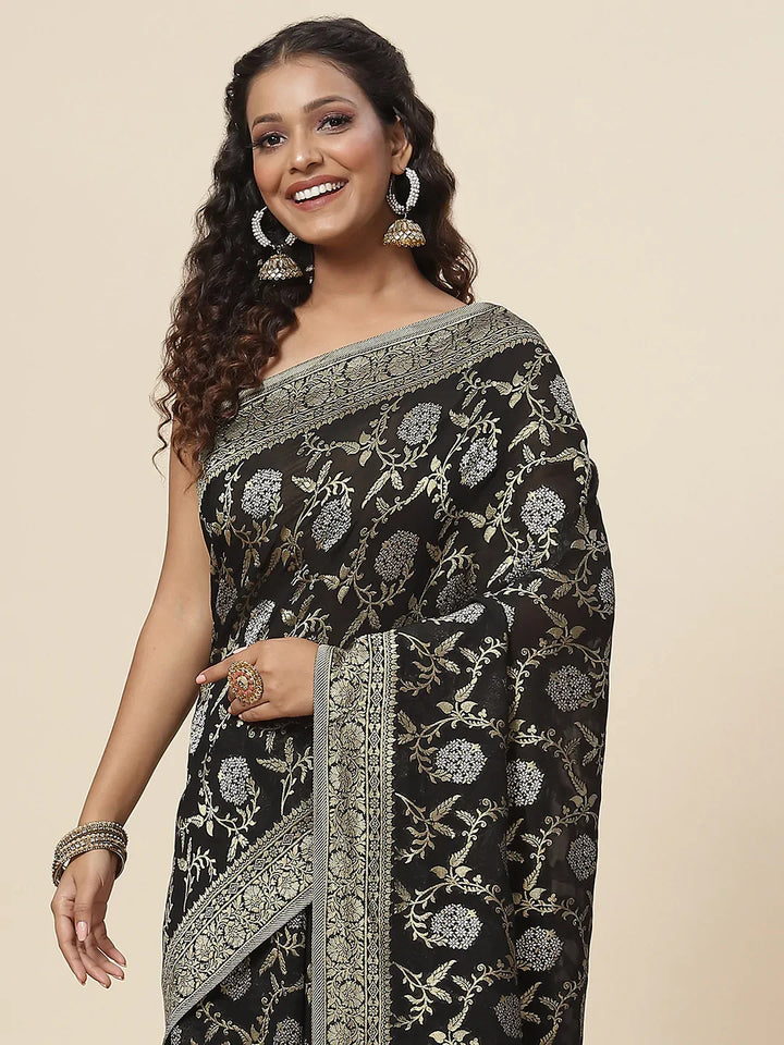 Zari Border Booti Handloom Woven Saree