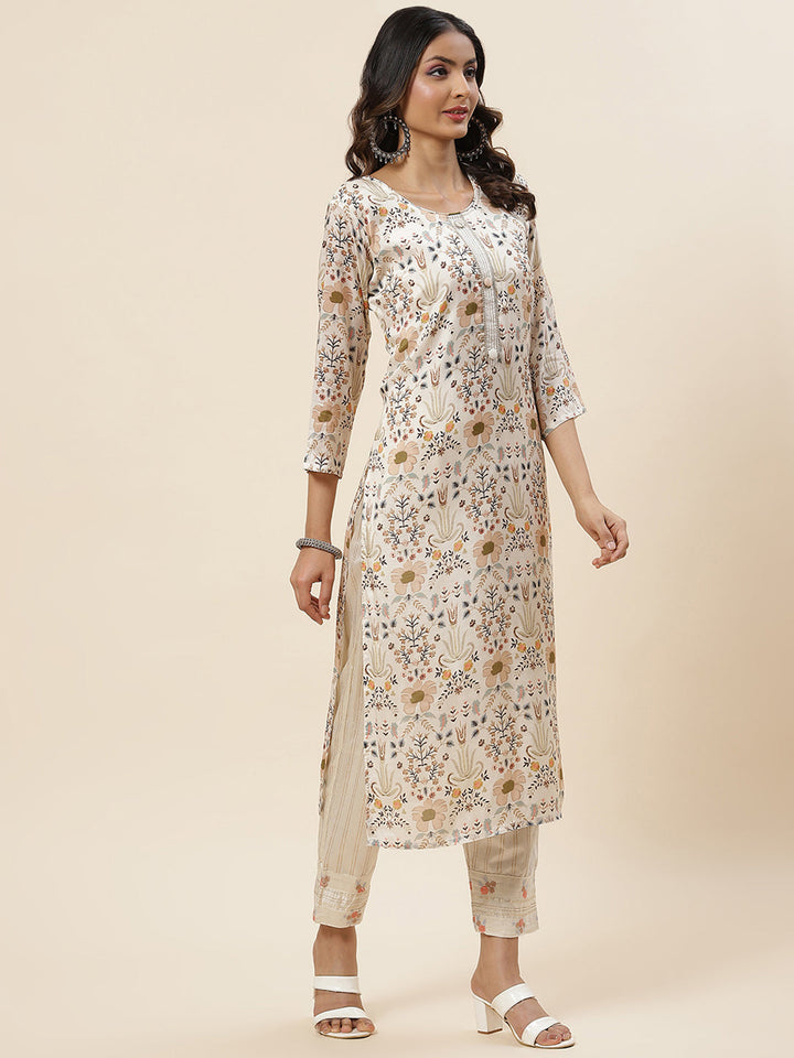 Printed Muslin Kurta With Pants