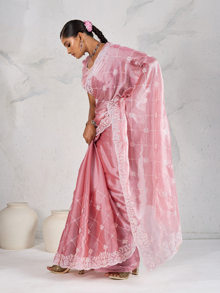 Sequin Embroidered Organza Saree