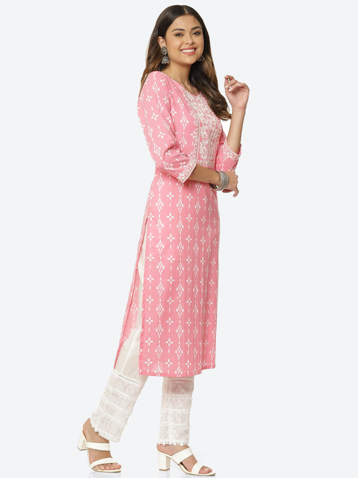 Sequin Work Printed Cotton Kurta